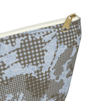 Floral Plaid Accessory Pouch w T-bottom in Aqua